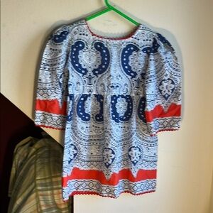 Vintage Blue and Red Paisley Girl’s Dress‎ Made in USA